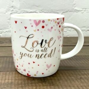 Valentines Day Mug Cup Pink Red Hearts Love Is All You Need  NEW